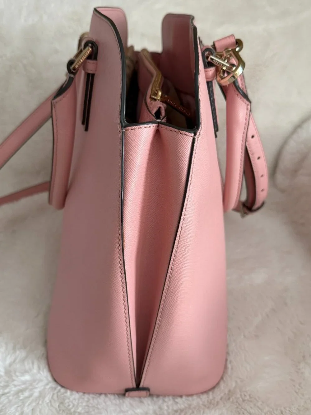 Tory Burch Robinson Open Dome Pink Leather Satchel Bag - Picture 7 of 16